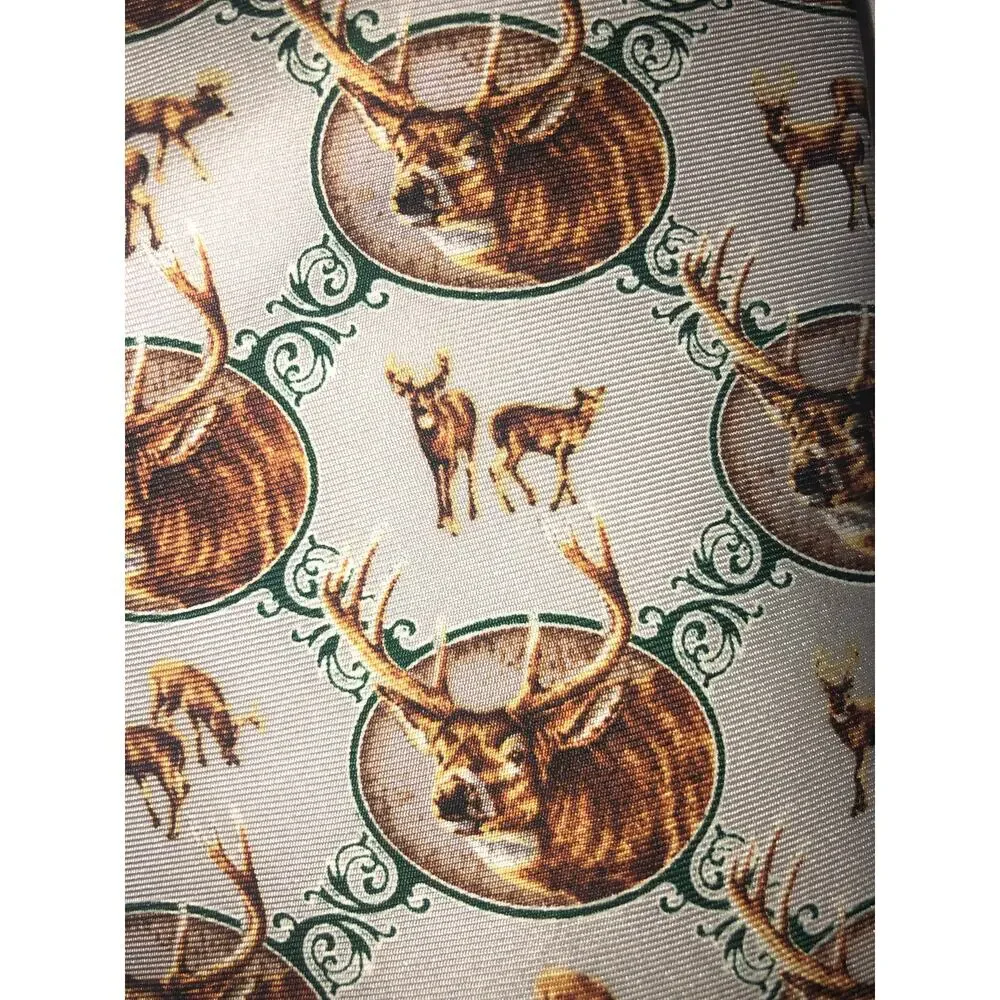 Vintage Bucks Does Stag Silk Mens Tie Reindeer Jon Q Wright Artist 2004